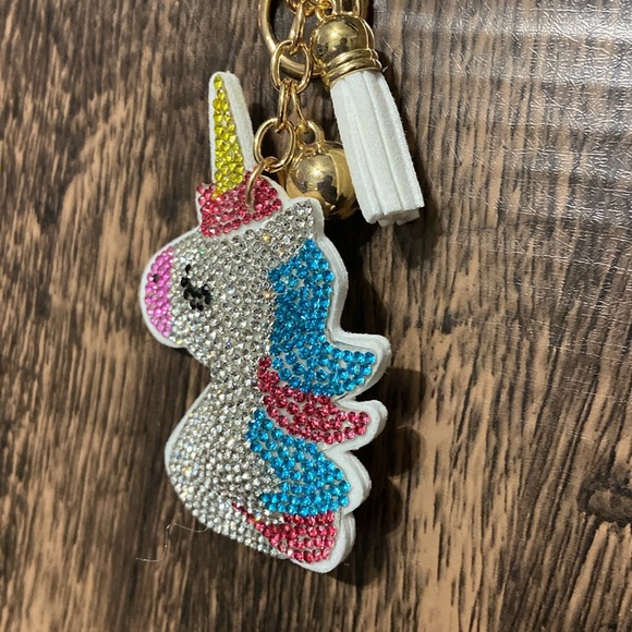 Unicorn bling bag key charm - Picture 3 of 9
